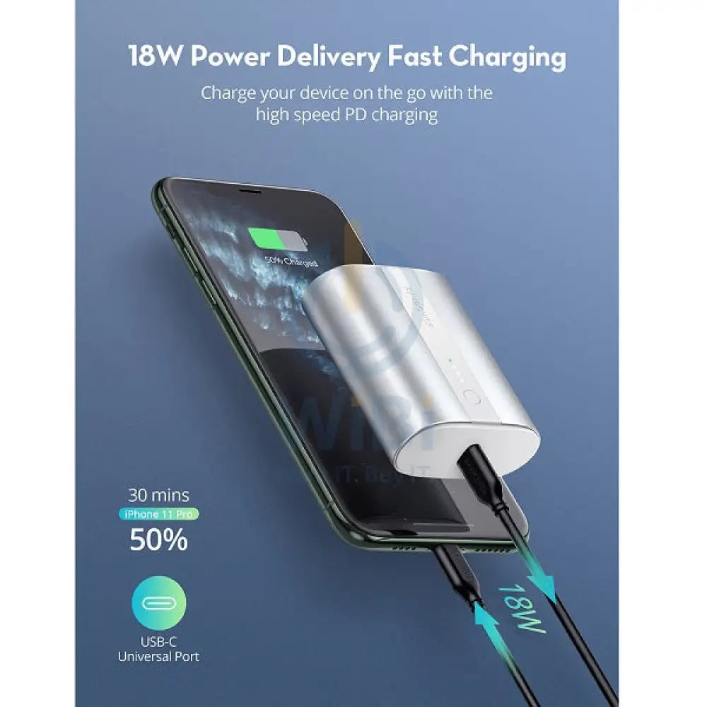 RAVPower RP-PB197 10000mAh PD + QC 2-Port 18W Power Bank - Silver Accessories > Power Bank
