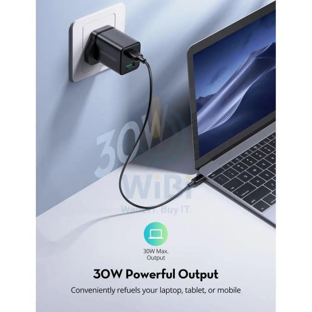 RAVpower RP-PC170 PD 30W Wall Charger 1A1C- Black Accessories > Power Adapters