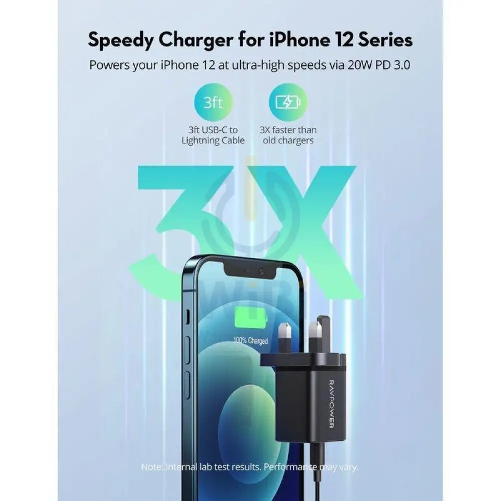 RAVpower RP-PC170 PD 30W Wall Charger 1A1C- Black Accessories > Power Adapters