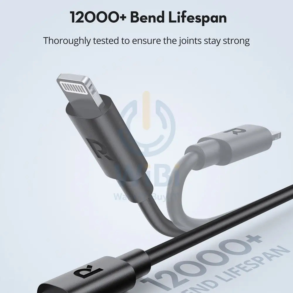 RAVPower TPE Type-C to Lightning Charging Cable - 0.3 Meter / Black Accessories > Cables & Converters > Cables