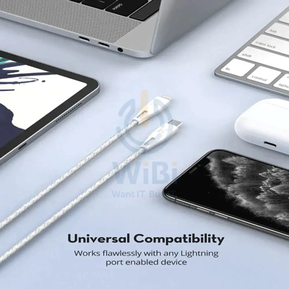 RAVPower Type-C to Lightning Charging Cable - 1.2 Meter / Nylon White Accessories > Cables & Converters > Cables