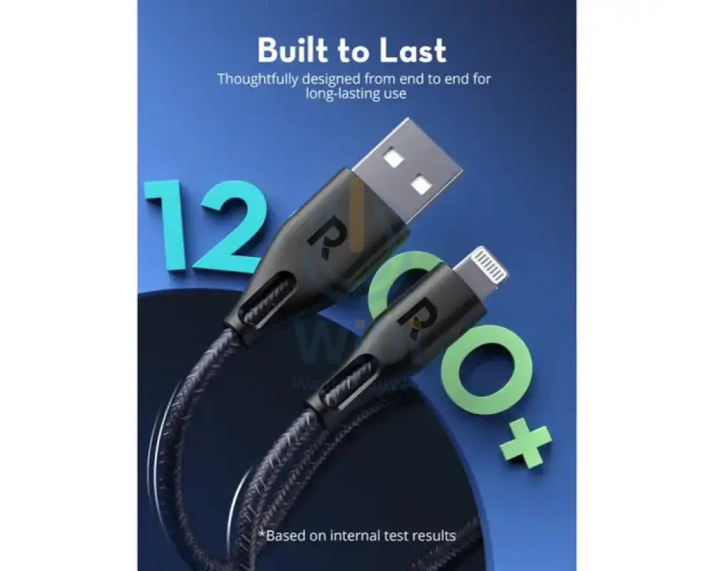 Ravpower USB A To Lightning Charging Cable - 1.2Meter / Nylon Black Accessories > Cables & Converters > Cables