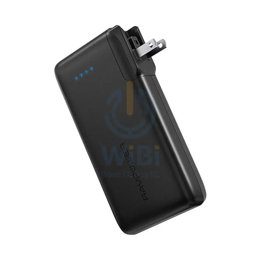 RavPower10000mAh Power Bank With EU & UK Adapter Black (Built-In US Plug) Accessories > Power Adapters