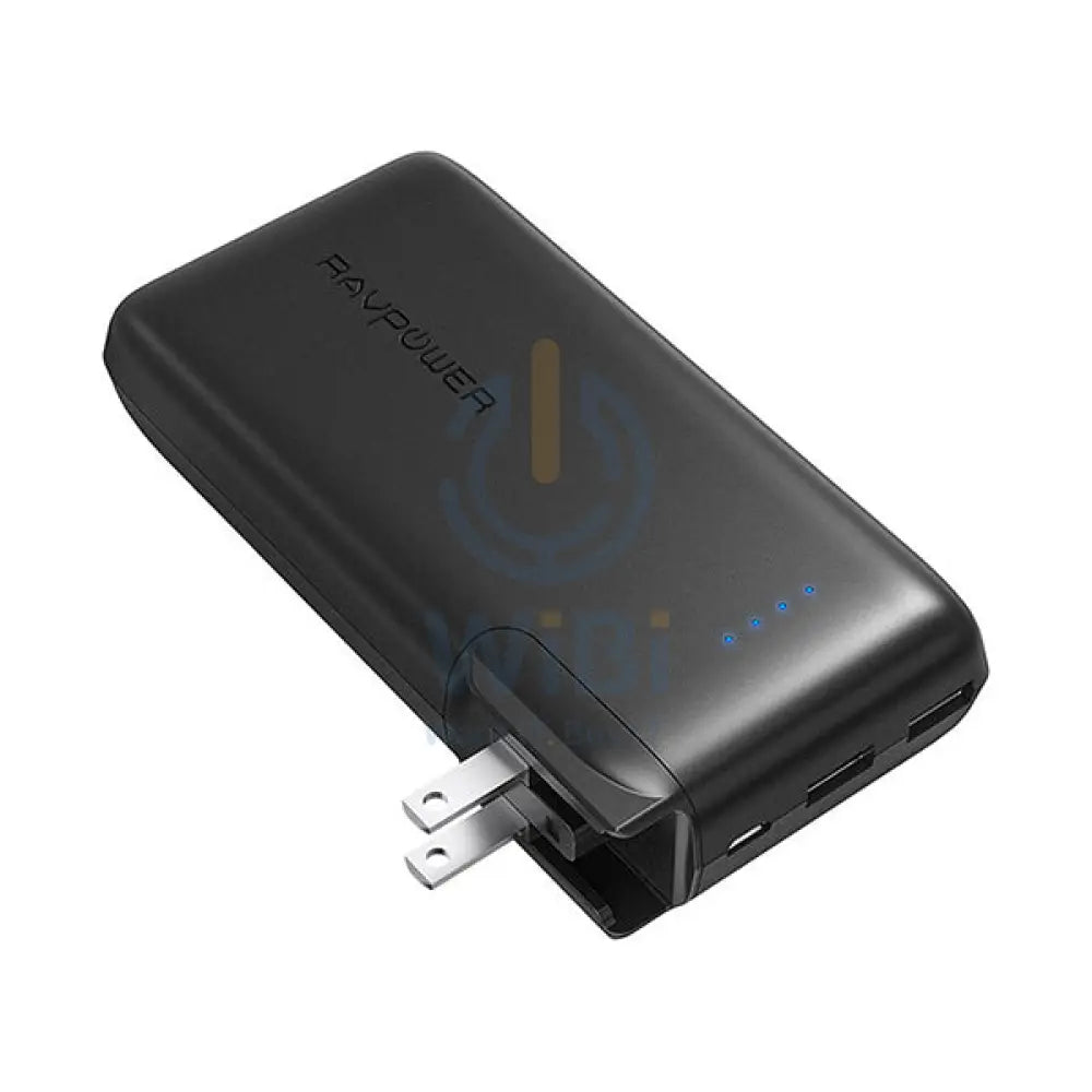 RavPower10000mAh Power Bank With EU & UK Adapter Black (Built-In US Plug) Accessories > Power Adapters