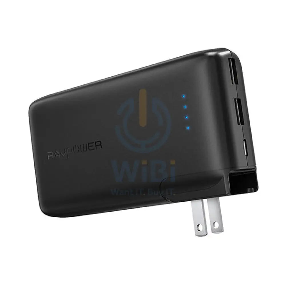RavPower10000mAh Power Bank With EU & UK Adapter Black (Built-In US Plug) Accessories > Power Adapters