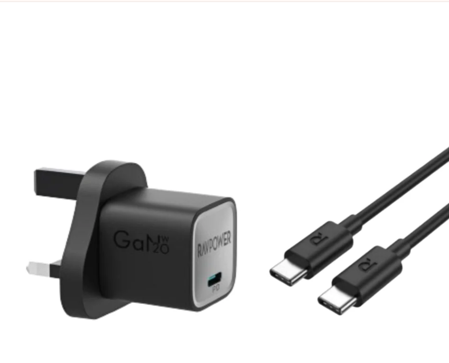 RAVPower RP-PC1057  Wall Charger with Cable - 20W /  USB-C / Black
