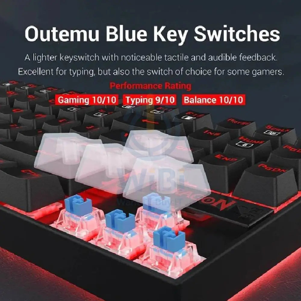 Redragon K552-BB 4 in 1 Mechanical Gaming Combo - 3200 DPI / LED Backlit / Black - KeyBoard Mouse Headset & Mouse Pad