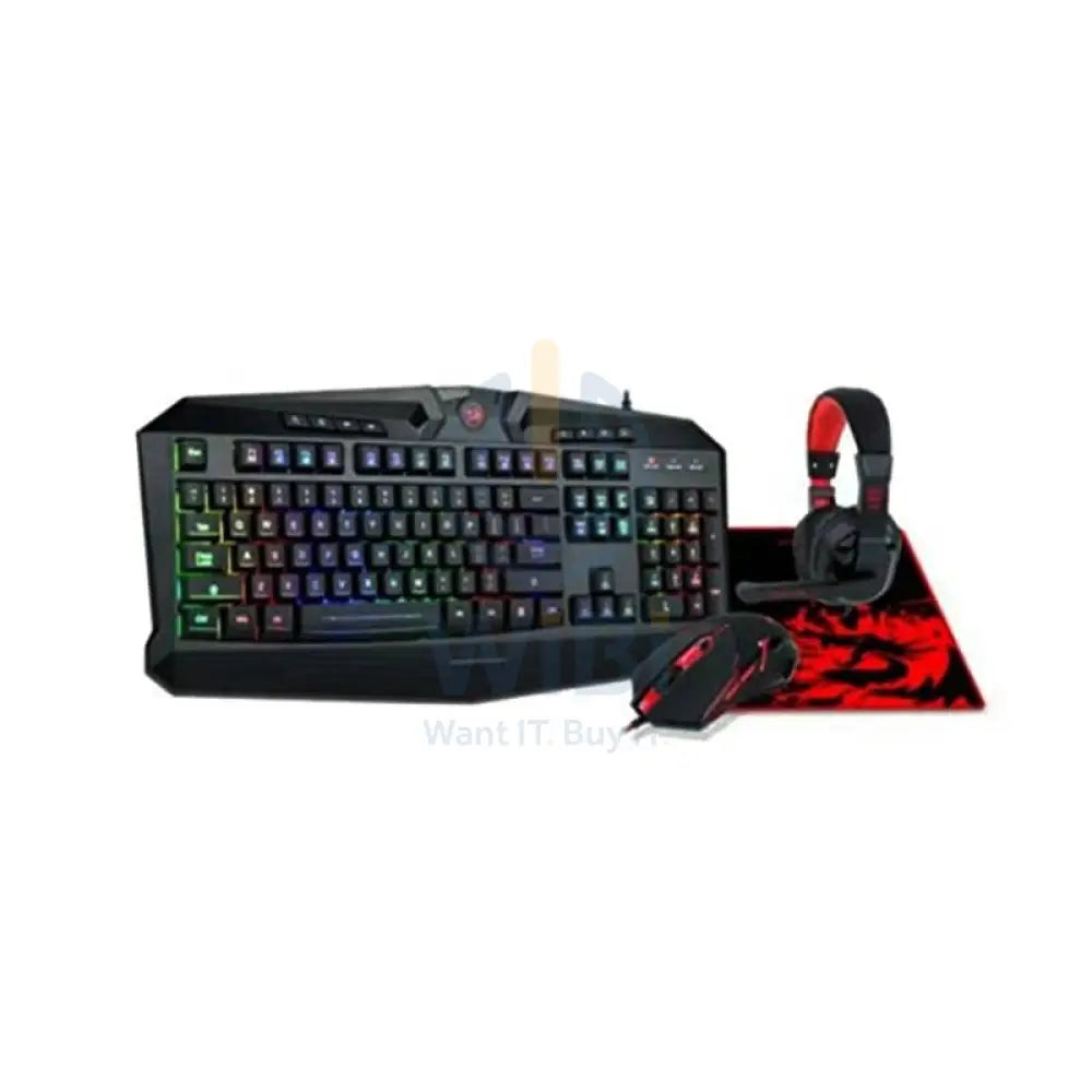 Redragon S101 PC 4 in 1 Set Gaming Combo - Wired / 3200 DPI / USB / RGB Backlit / Black - KeyBoard Mouse Headset &
