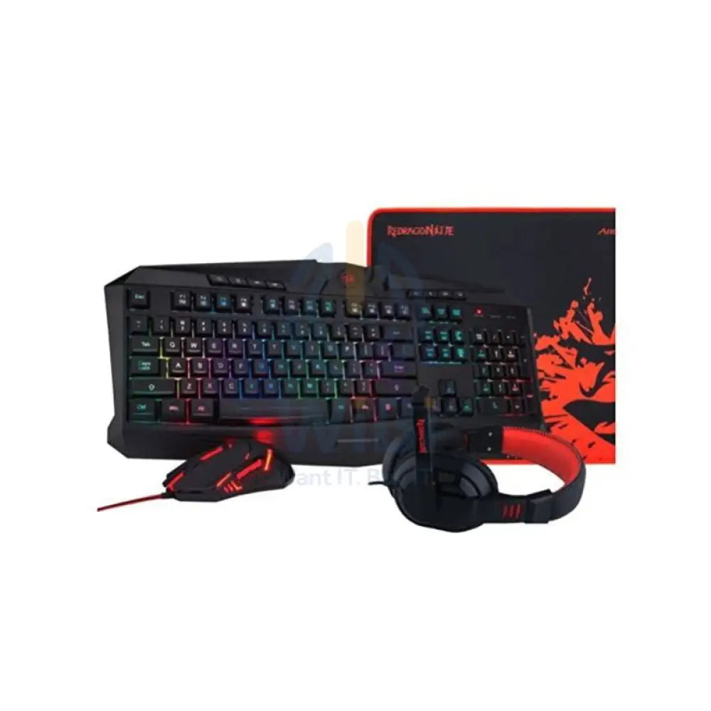 Redragon S101 PC 4 in 1 Set Gaming Combo - Wired / 3200 DPI / USB / RGB Backlit / Black - KeyBoard Mouse Headset &