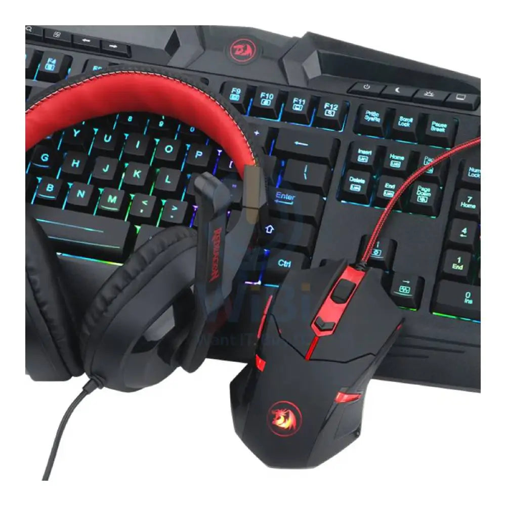 Redragon S101 PC 4 in 1 Set Gaming Combo - Wired / 3200 DPI / USB / RGB Backlit / Black - KeyBoard Mouse Headset &