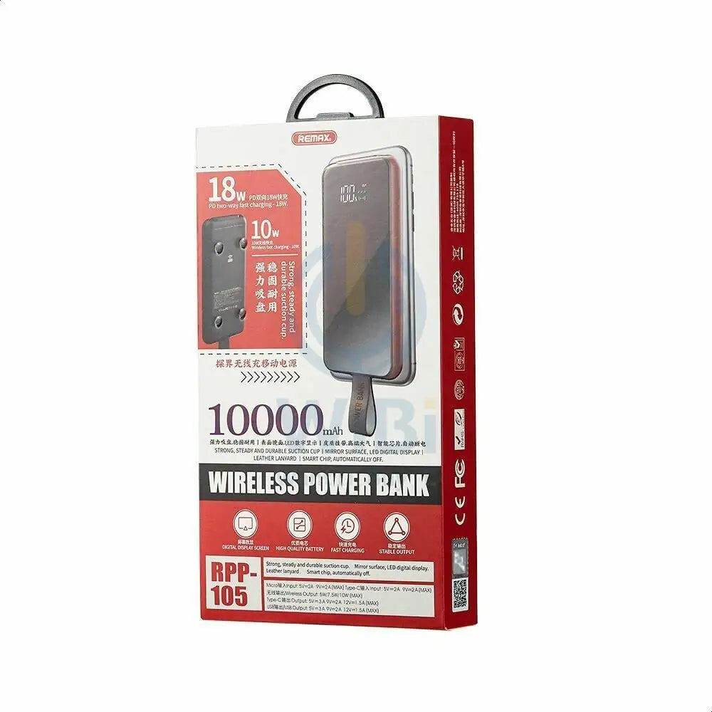 Remax Exploring Wire Power Bank 10000mAh One Charging Port - Red Accessories > Power Adapters
