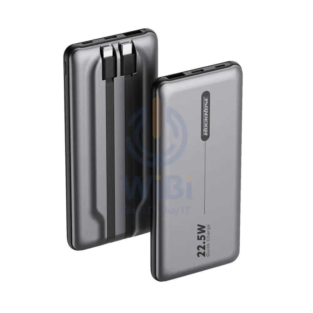 RockRose 10000 mAh 22.5W Max PD & QC 3.0 Quick Charge Power Bank - Grey Accessories > Power Bank