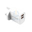 Rockrose 18W Dual Port Travel Charger QC 3.0 Quick Charger With 1M 2.4A Quick Charge & Data Sync Lightning Cable