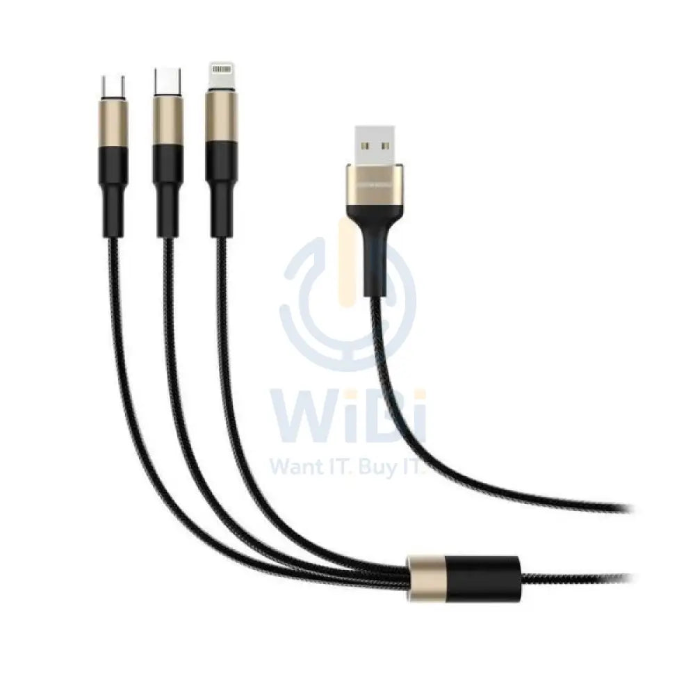 RockRose Acacia 3A Max Fast Charge 3-In-1 - 1M / Black / Gold Accessories > Cables & Converters > Cables