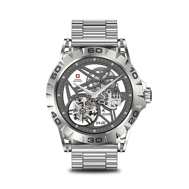Swiss Military Dom 2 Silver Frame Silver Metal Strap - Smart Watch Smart Watches
