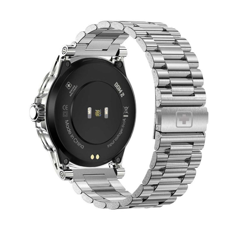 Swiss Military Dom 2 Silver Frame Silver Metal Strap - Smart Watch Smart Watches