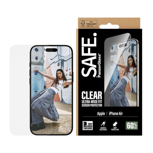 PanzerGlass® EasyAligner silkprint Ultra- Wide Fit Screen Protector For iPhone Air - Clear