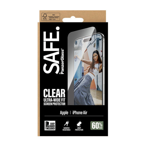 PanzerGlass® EasyAligner silkprint Ultra- Wide Fit Screen Protector For iPhone Air - Clear