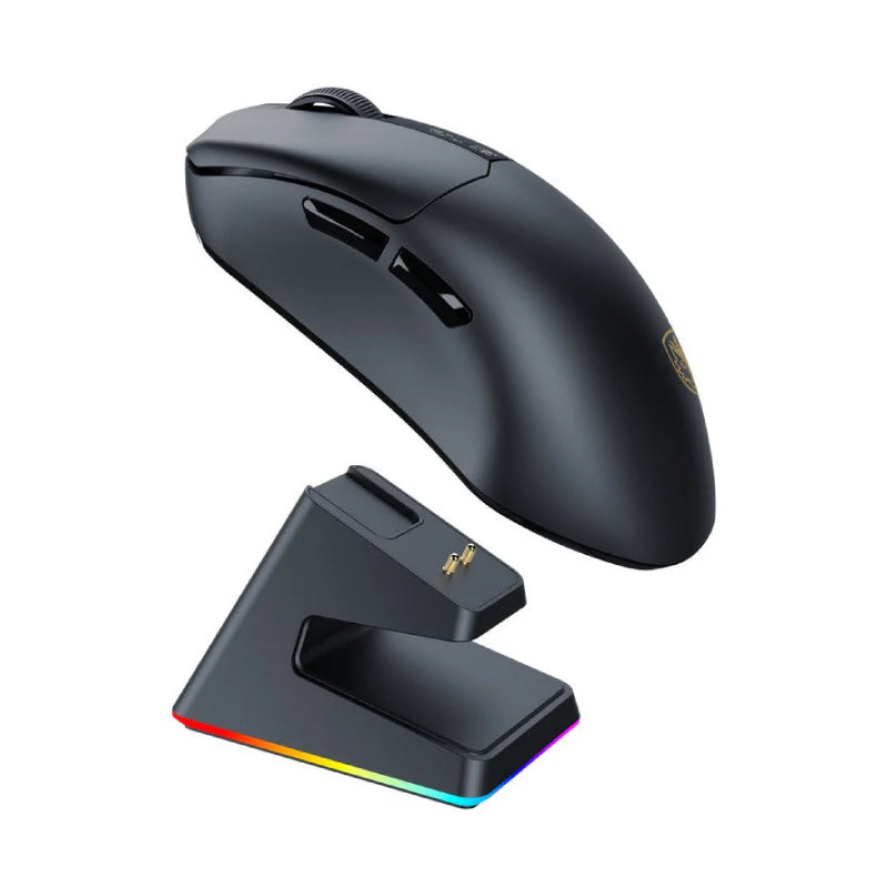 SADES Striker S2W 26,000 DPI Wireless Gaming Mouse with RGB Magnetic Charger and OLED Panel - Black