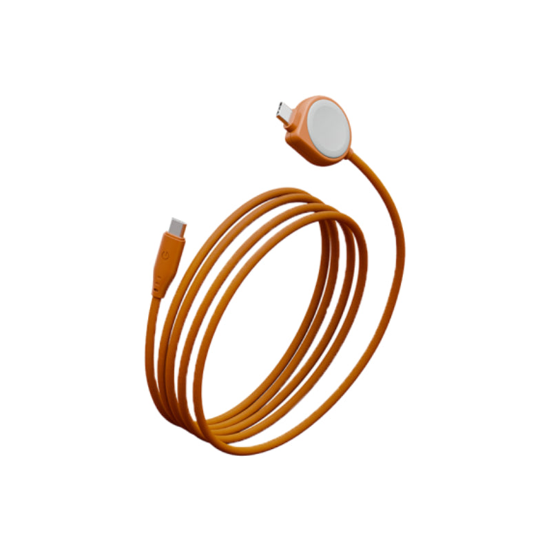 Energea Flow Duo (2In1) Cable - 1.5M / USB-C to USB-C With Apple Watch Charger / 480Mbps / 60W - Orange