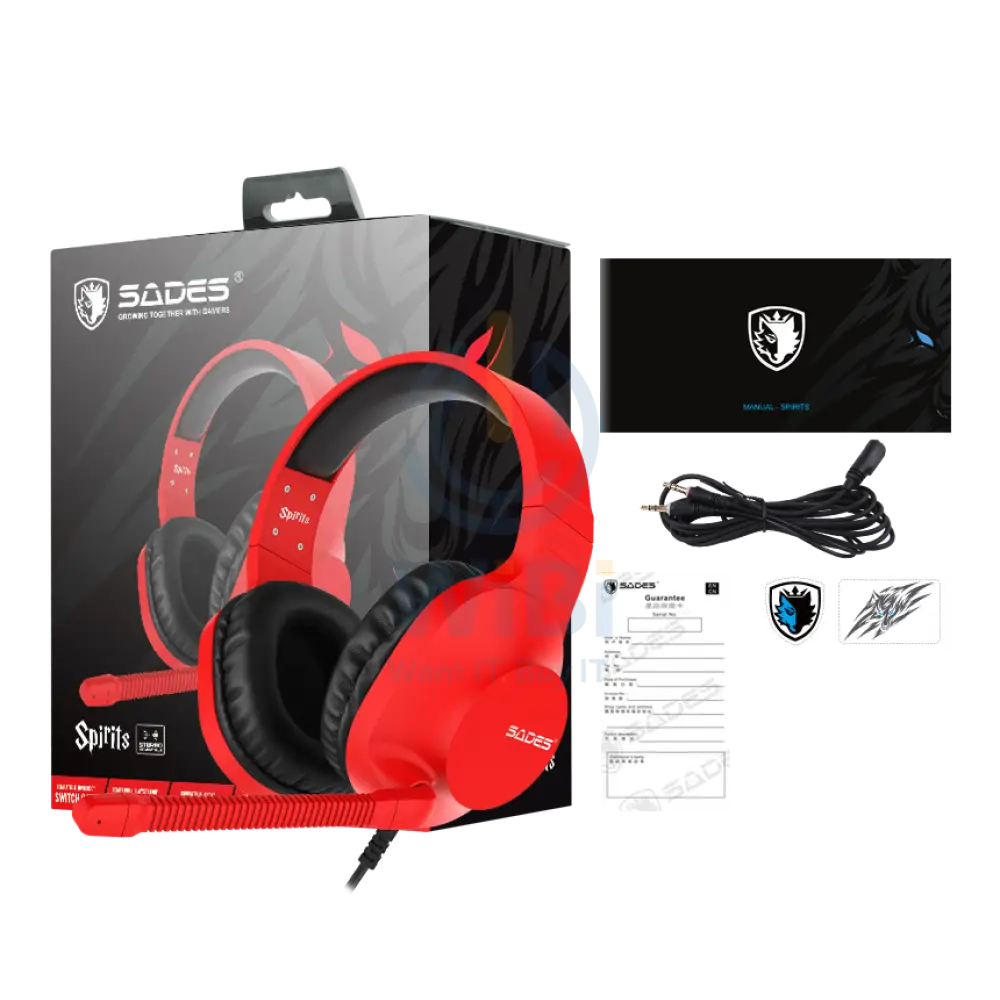 SADES Gaming Headset-Spirits (SA-721) - Red Accessories > Audio > Headphones > Gaming Zone