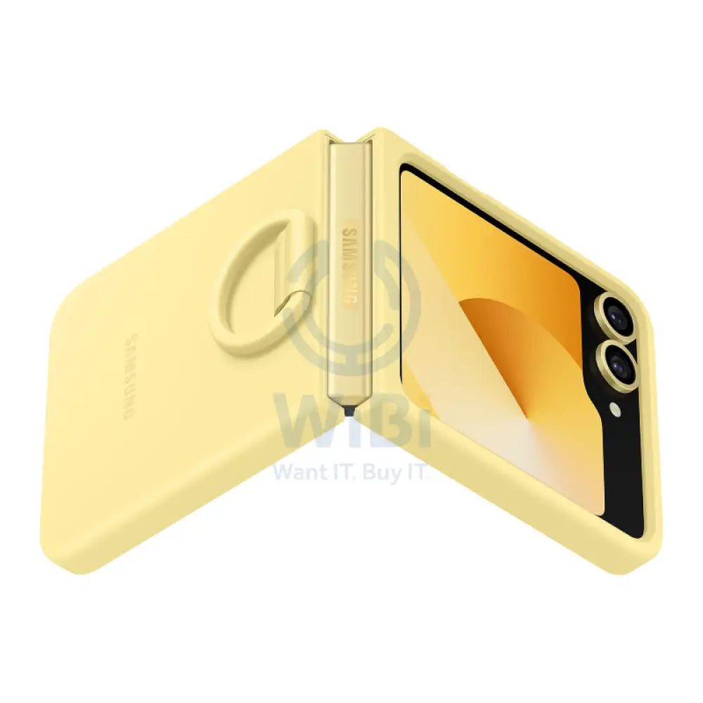 Samsung Galaxy Z Flip 6 Silicone with Ring Case - Yellow Accessories > Mobiles & Tablets > Mobiles > Covers & Cases