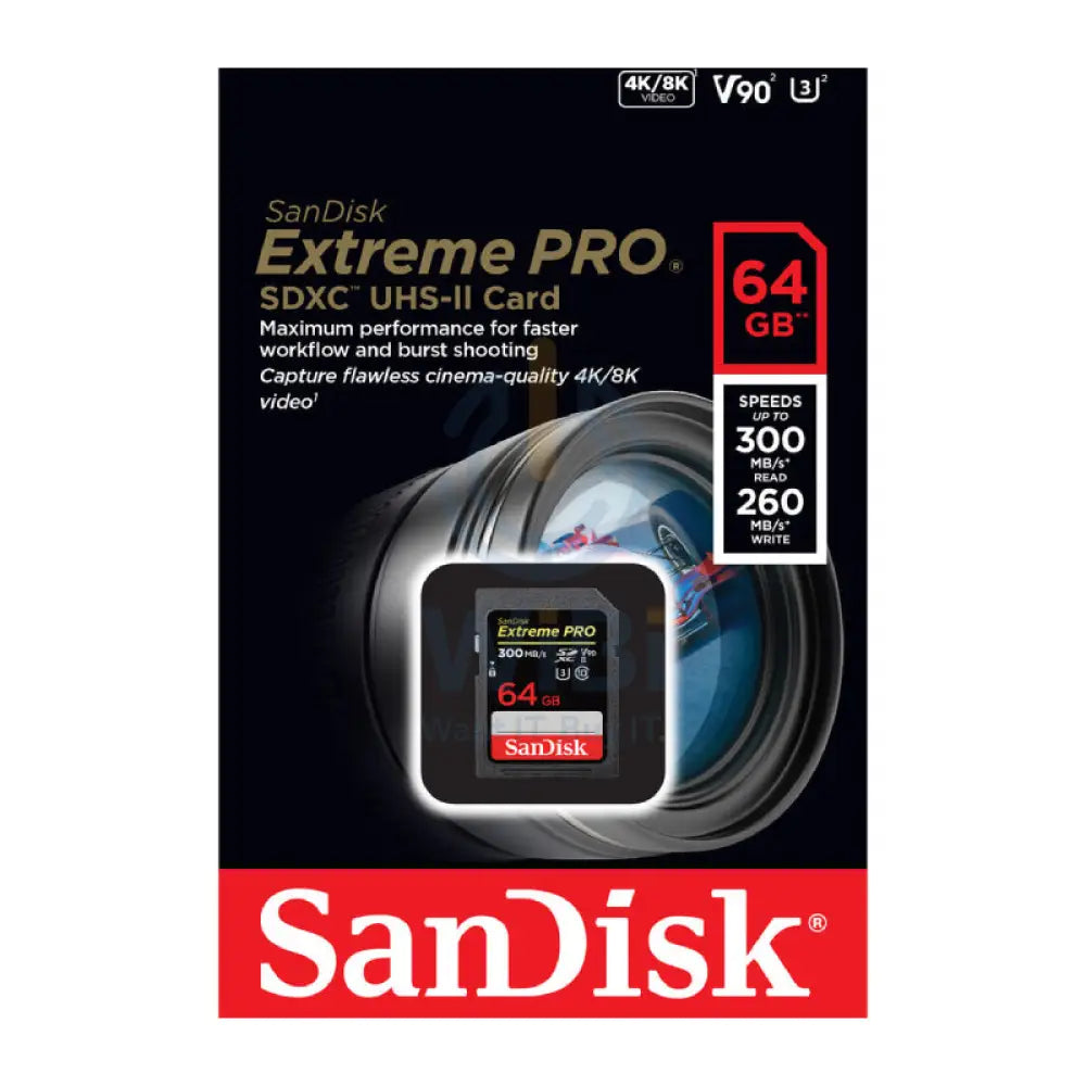 SanDisk Extreme PRO SDHC and SDXC UHS-II Cards - 64GB / Up to 300MB/s Storage > Memory Cards