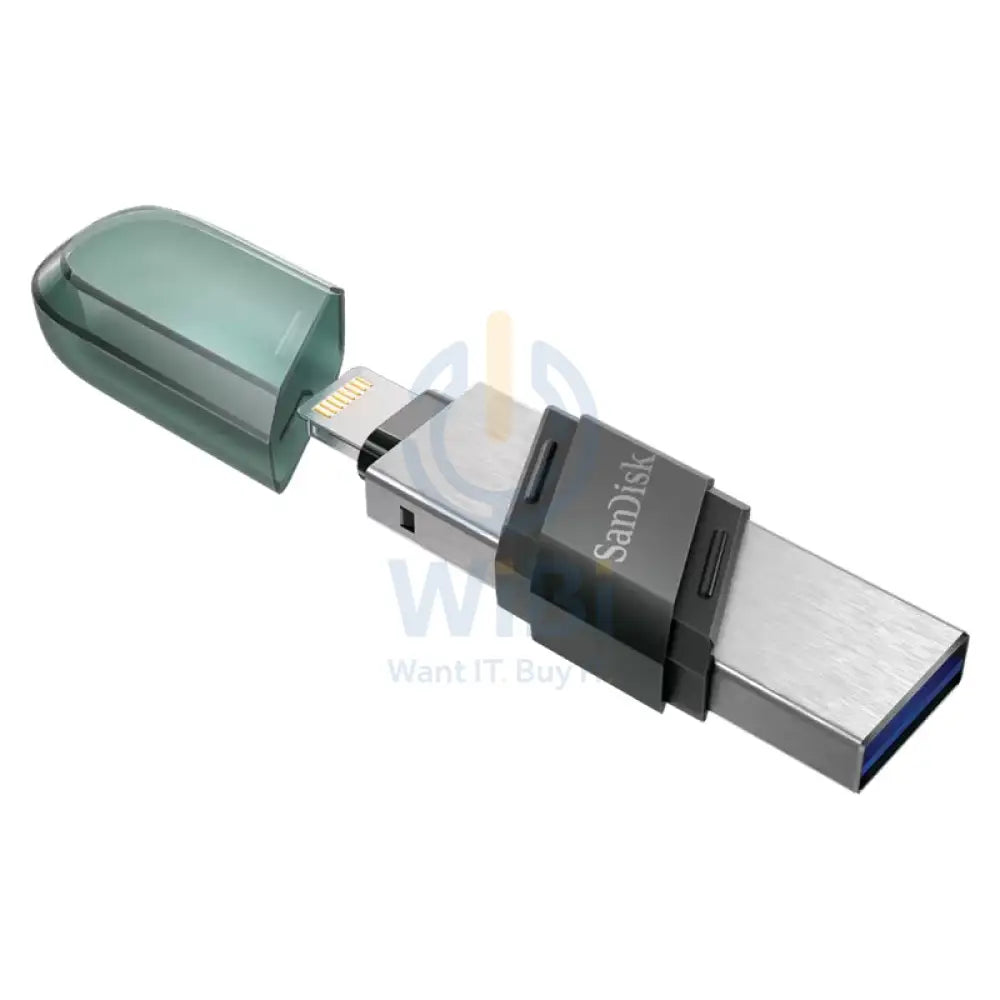 SanDisk iXpand Flash Drive Flip - 64GB / USB 3.1 Gen 1 / Lightning / Black and Silver Storage > USB Flash Drive