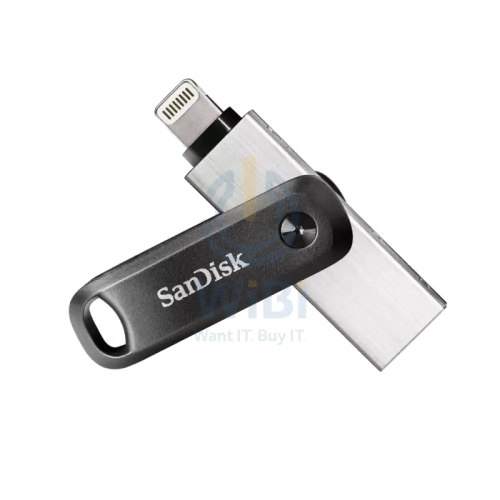 SanDisk iXpand Flash Drive Go - 64GB / USB 3.0 / Lightning / Black and Silver Storage > USB Flash Drive
