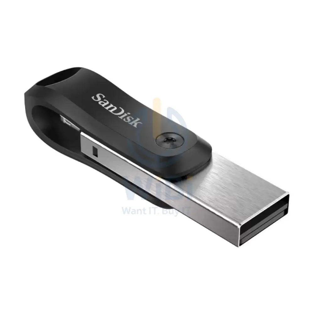SanDisk iXpand Flash Drive Go - 64GB / USB 3.0 / Lightning / Black and Silver Storage > USB Flash Drive