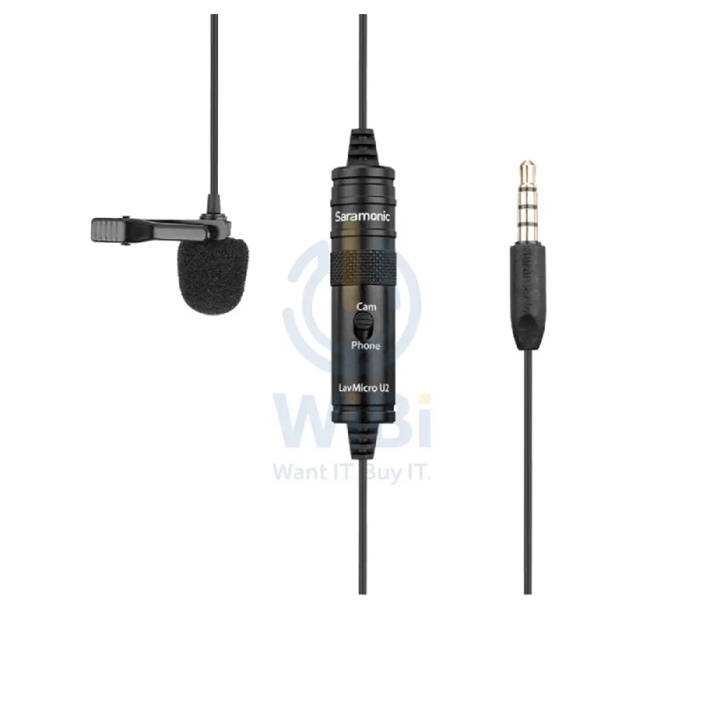 Saramonic LAVMICRO U2 Ultracompact Clip-On Lavalier Microphone - 6 Meter / Black Accessories > Audio > Microphone