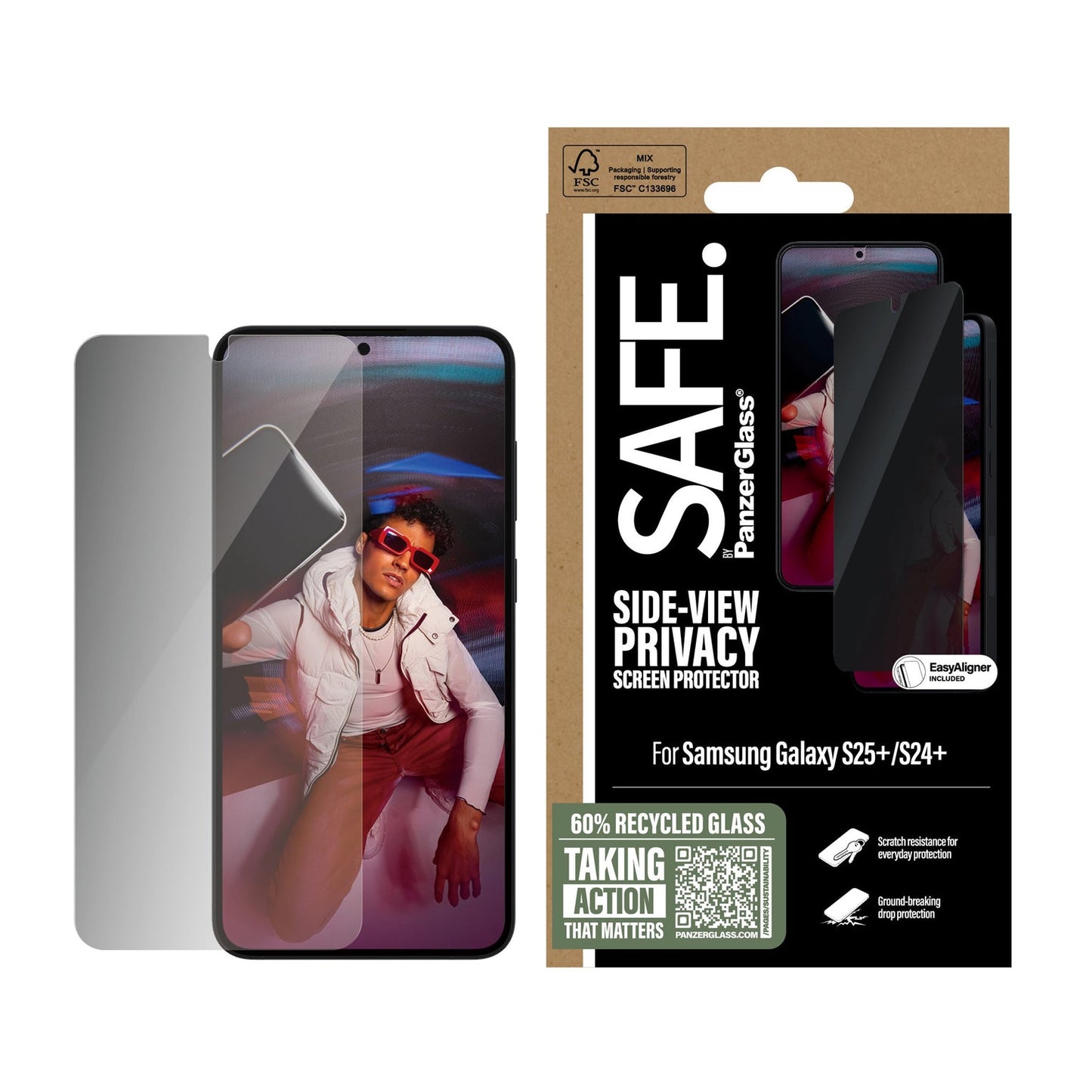 PanzerGlass Privacy Screen Protector - for Samsung Galaxy S25 Plus / Ultra-Wide Fit