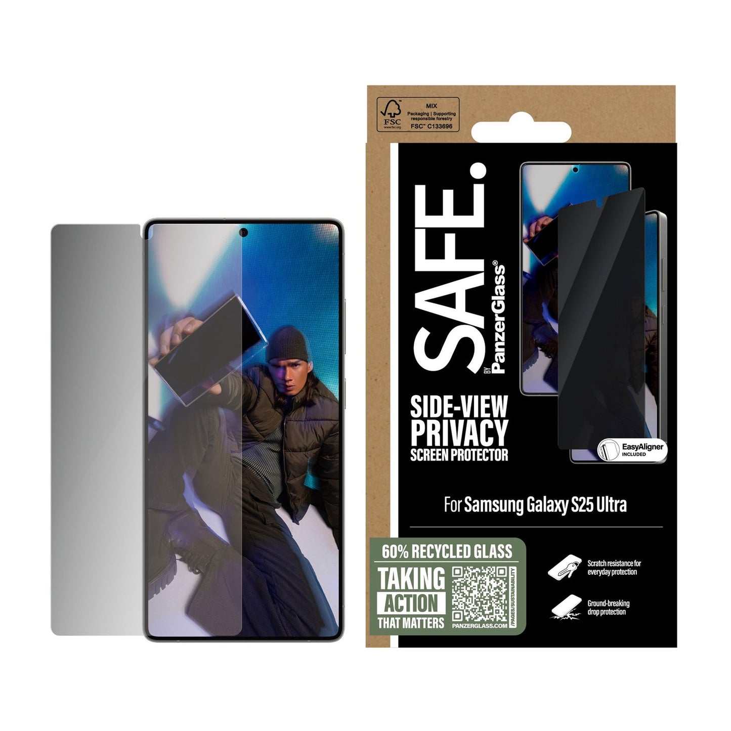 PanzerGlass Privacy Screen Protector - for Samsung GalaxyS25 Ultra / Ultra-Wide Fit. WA
