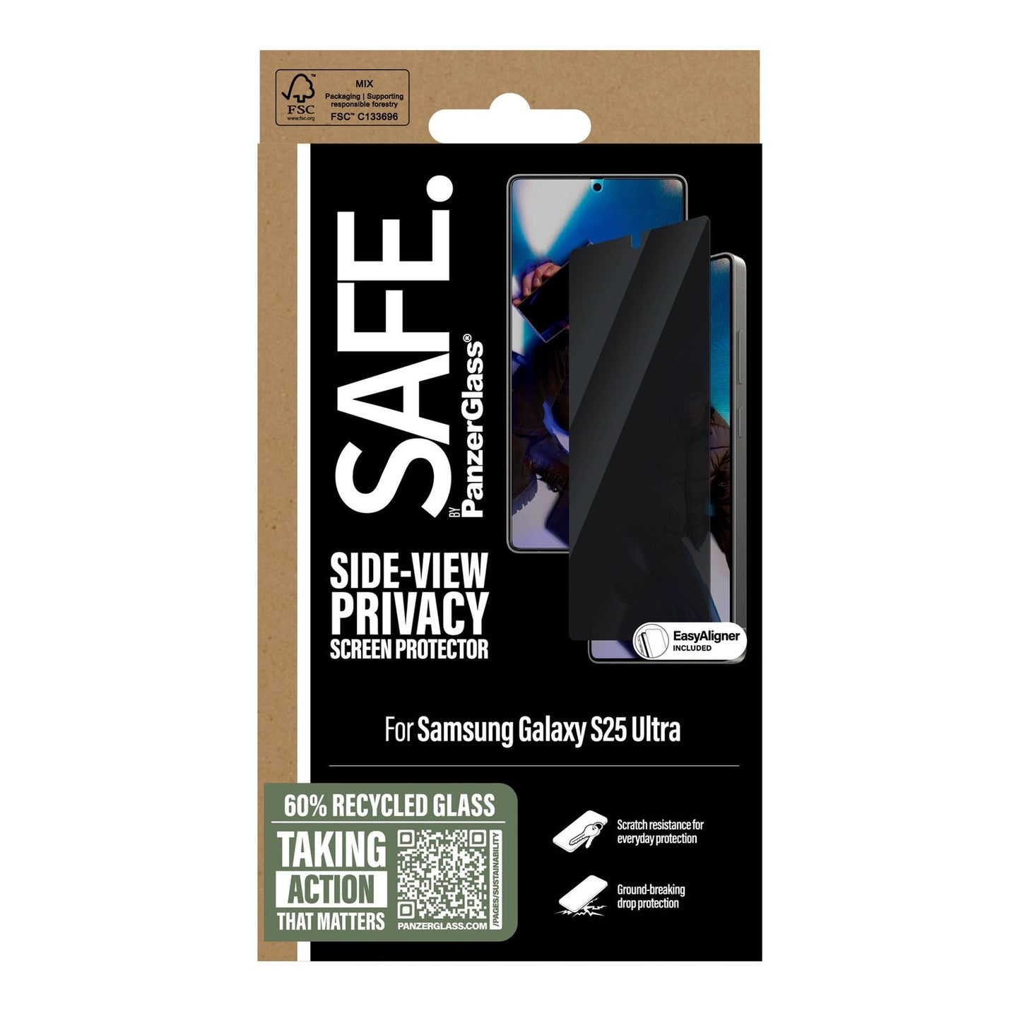 PanzerGlass Privacy Screen Protector - for Samsung GalaxyS25 Ultra / Ultra-Wide Fit. WA