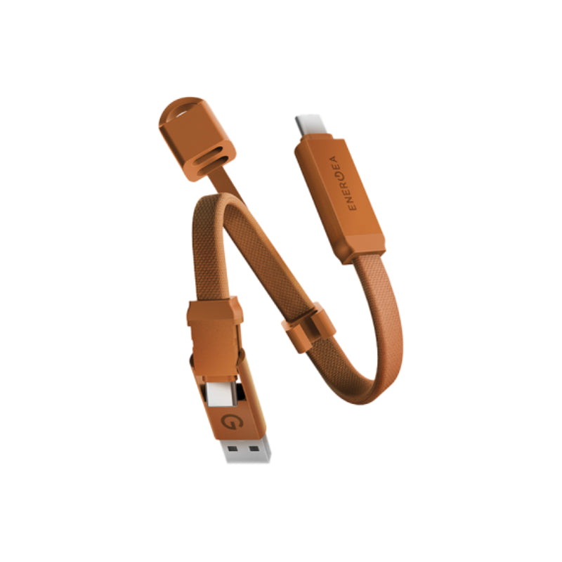 Energea Sheath Key 2-IN-1 Cable - 60W / 480Mbps / USB-C / USB-A / 0.15 Meter / Orange
