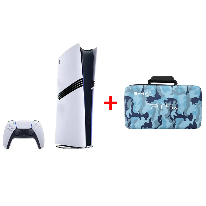 Bundle Offer - Sony PlayStation 5 Pro Digital Edition Console - 16GB / 2TB SSD / White + Gamax Storage Bag for PlayStation 5 Pro - Army Blue