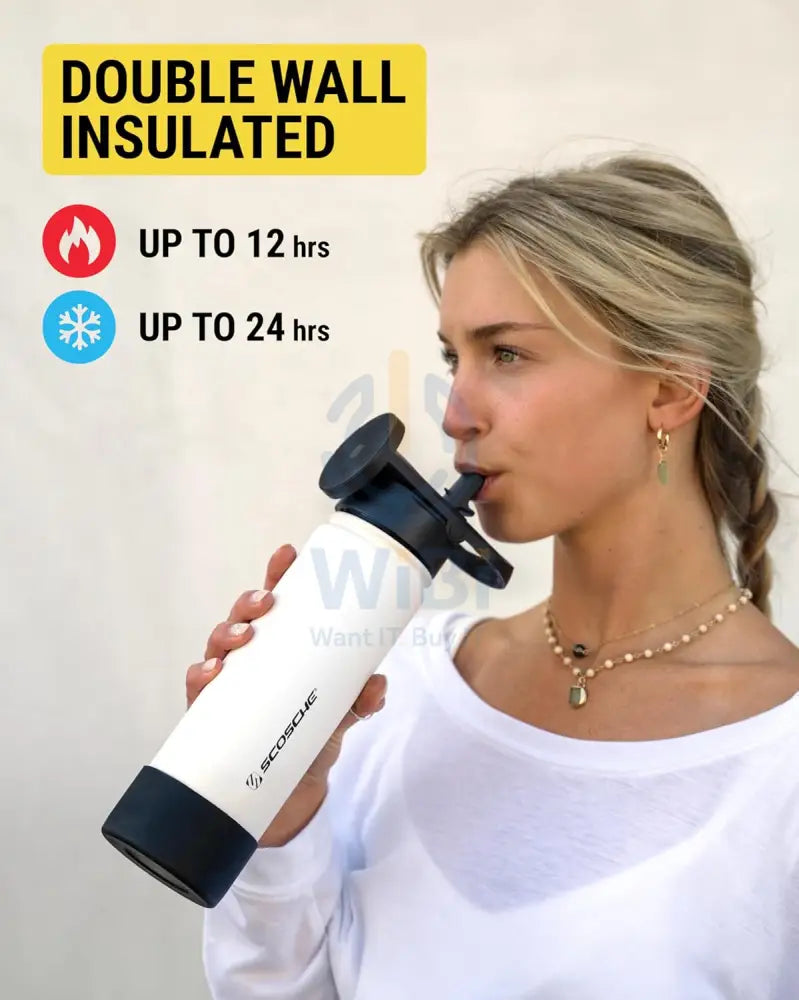 Scosche MagicMount Flask 22oz (650 ml) Stainless Steel Insulated Water Bottle with Magnetic Cell Phone Holder and
