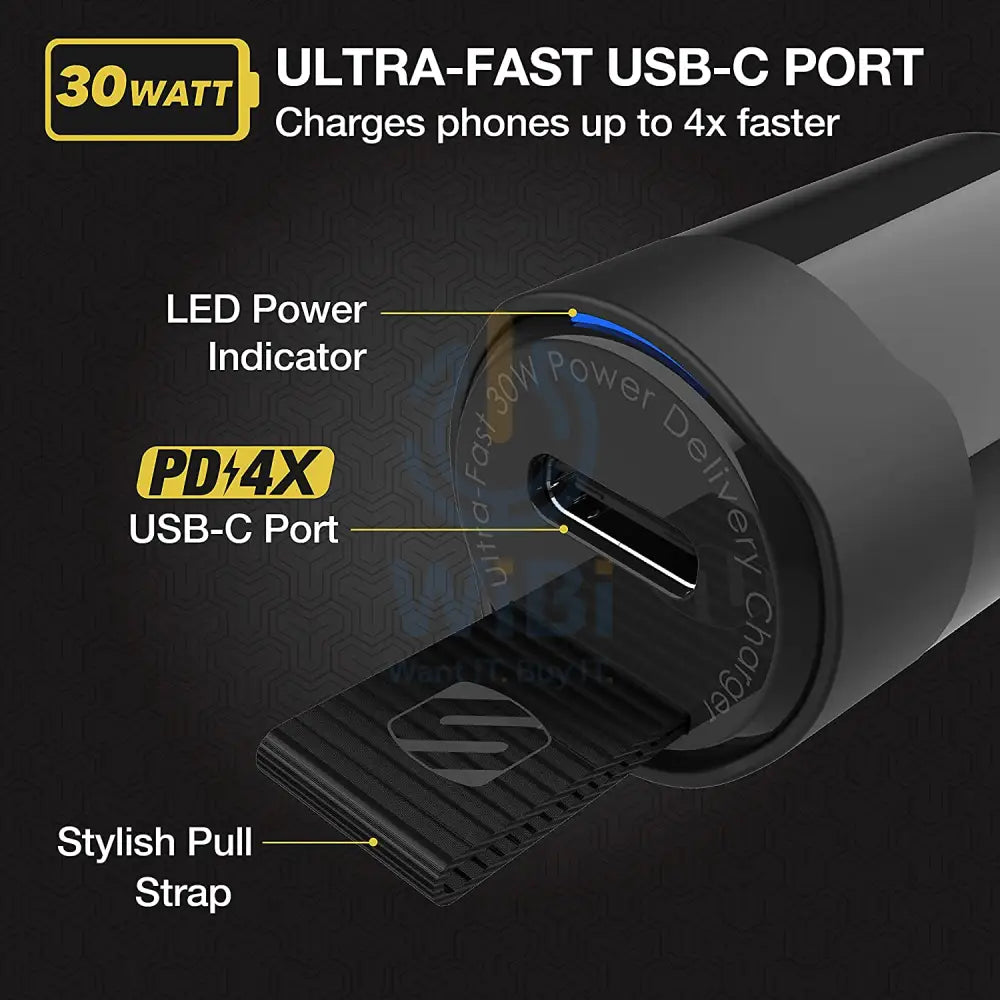 Scosche PowerVolt Type-C Fast Car Charger - 30W / USB Type-C / Black Accessories > Mobiles & Tablets > Mobiles > Car
