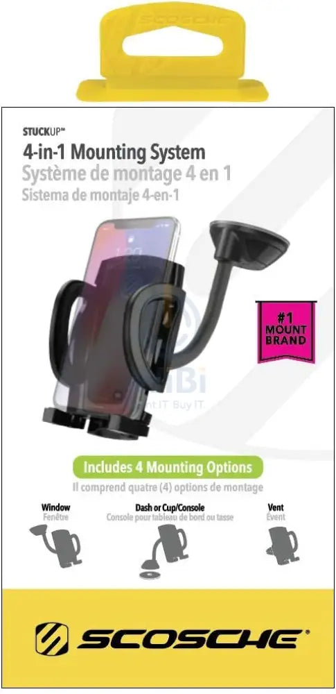 Scosche Stuckup Window/Dash + Vent 4 IN 1 UNIVERSAL MOUNTING KIT FOR MOBILE DEVICES - Black Accessories > Mobiles &