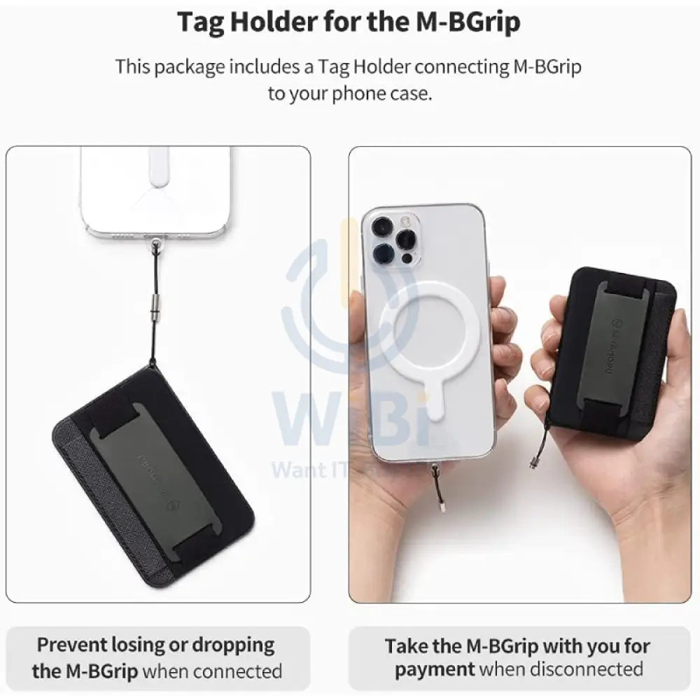 Sinjimoru 3-in-1 MagSafe Wallet M-Band Grip - Black Accessories > Mobiles & Tablets > Mobiles > Grips