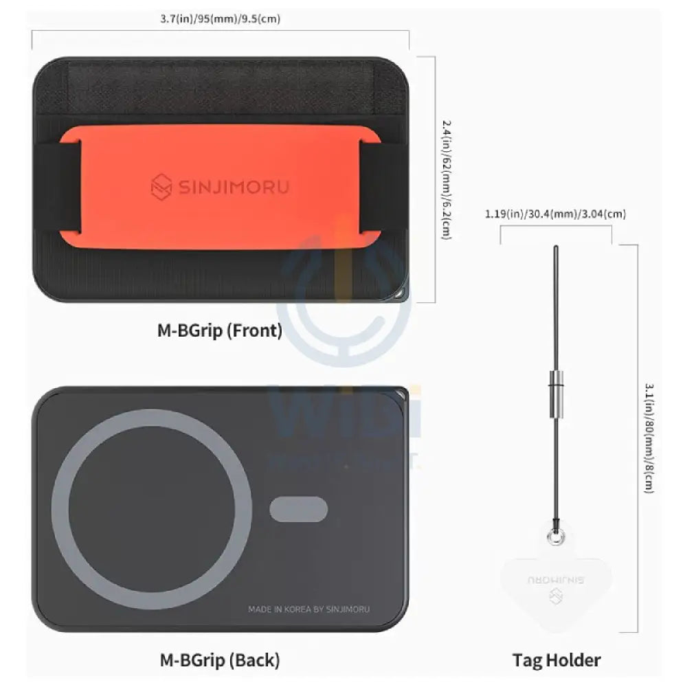 Sinjimoru 3-in-1 MagSafe Wallet M-Band Grip - Clementine Accessories > Mobiles & Tablets > Mobiles > Grips
