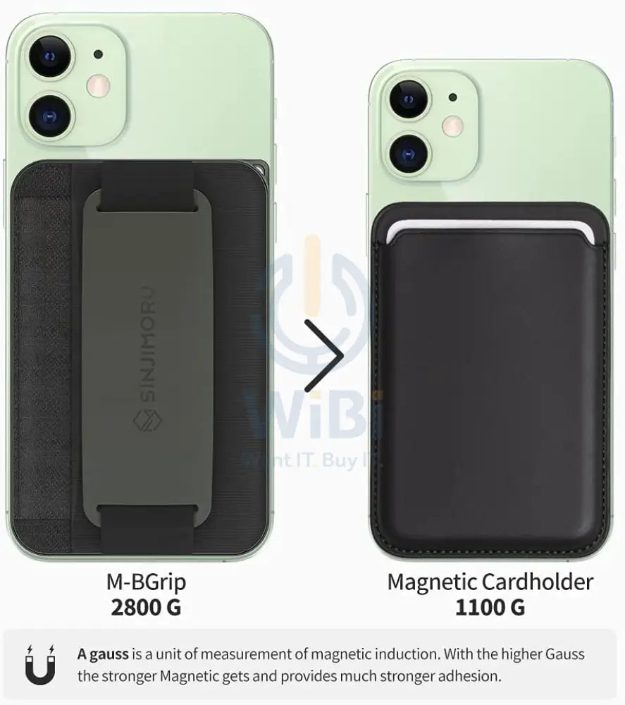 Sinjimoru M-Band Grip for Magsafe 3 in 1 Wallet - Olive Gray Accessories > Mobiles & Tablets > Mobiles > Mobile Holder