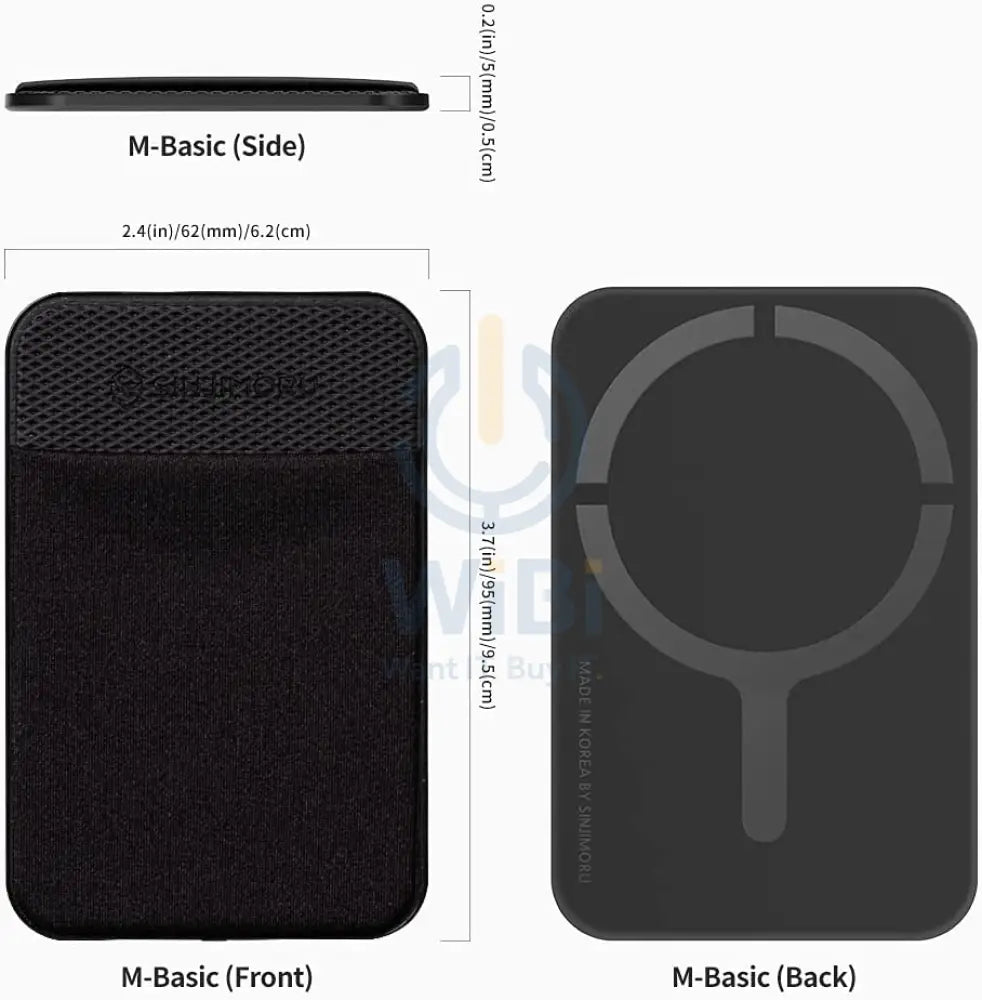Sinjimoru M-Basic Magnetic Wallet for Apple Magsafe - Black - Black Accessories > Mobiles & Tablets