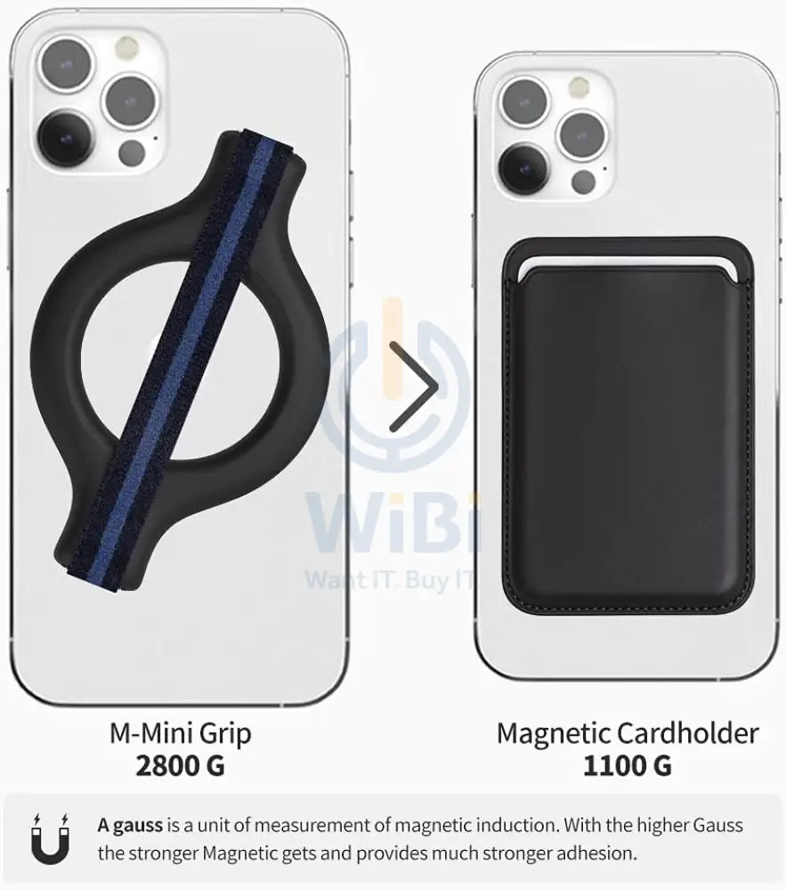 Sinjimoru M-Mini Grip Magnetic Wool-Band Phone Grip Holder for Apple MagSafe Case - Black/White Accessories > Mobiles &