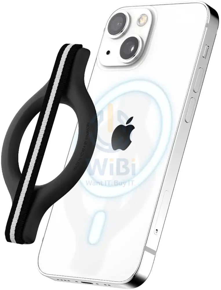 Sinjimoru M-Mini Grip Magnetic Wool-Band Phone Grip Holder for Apple MagSafe Case - Black/White Accessories > Mobiles &