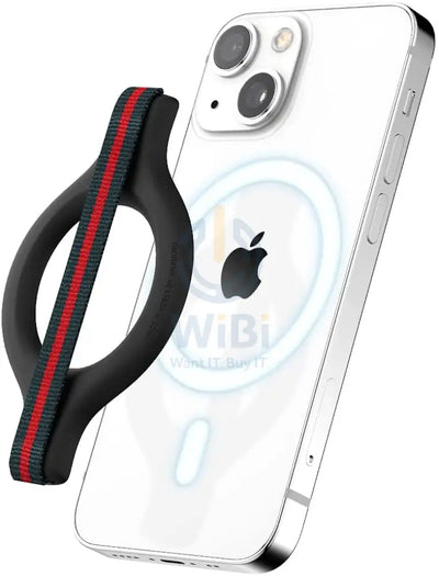 Sinjimoru M-Mini Grip Magnetic Wool-Band Phone Grip Holder for Apple MagSafe Case - Green/Red Accessories > Mobiles &