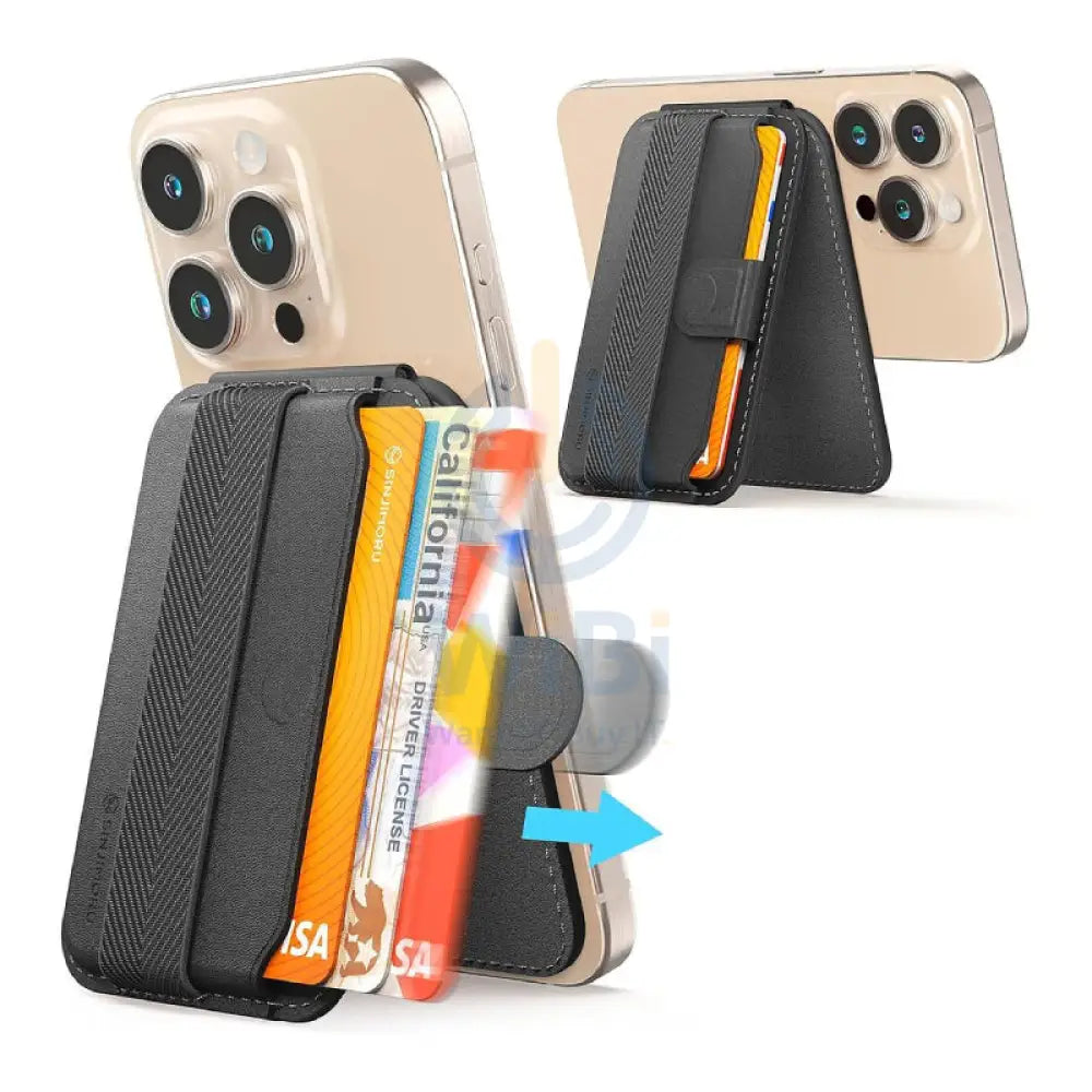 Sinjimoru M-Pull Tab Stand Magsafe Wallet - Black Accessories > Mobiles & Tablets > Mobiles > Grips