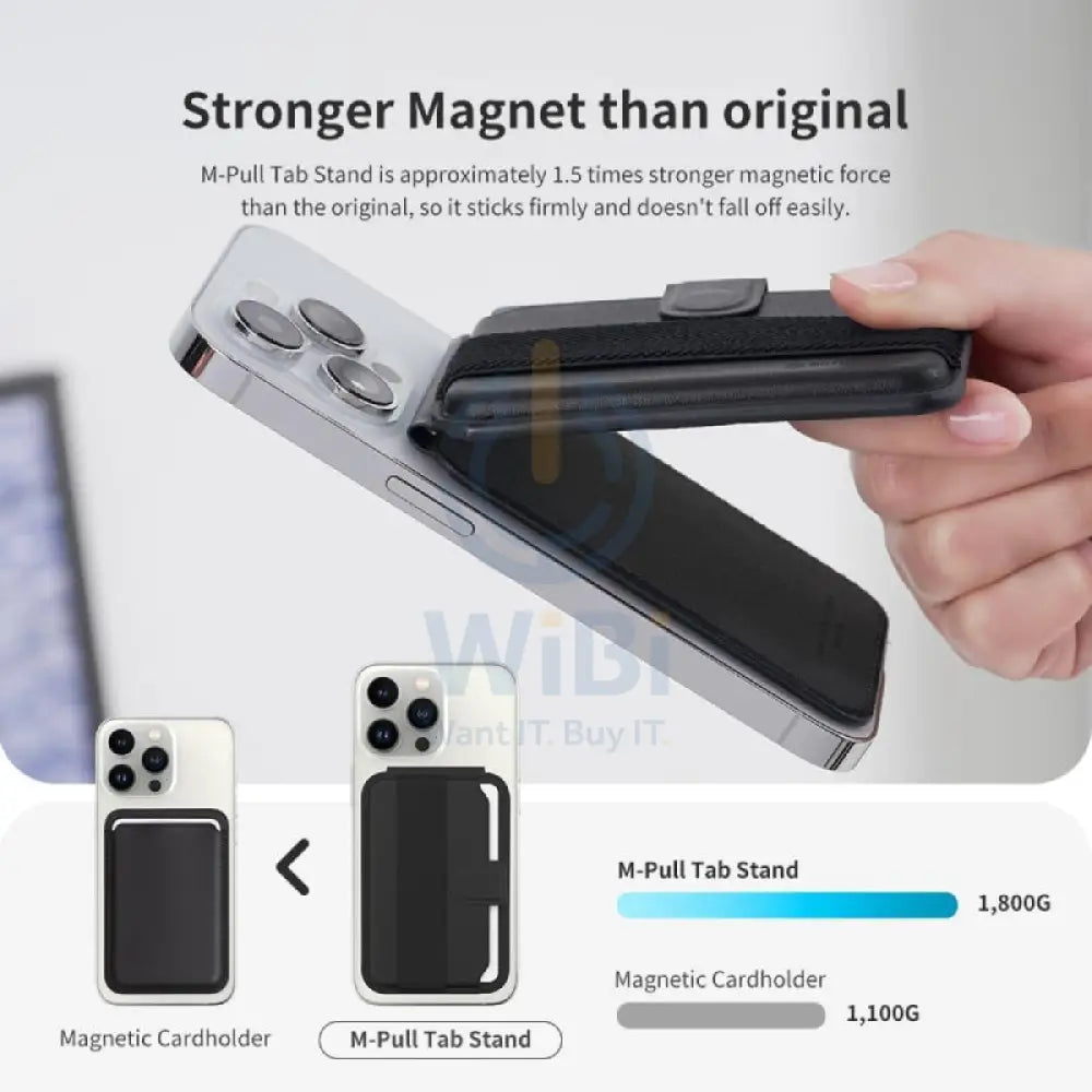 Sinjimoru M-Pull Tab Stand Magsafe Wallet - Brown Accessories > Mobiles & Tablets > Mobiles > Grips