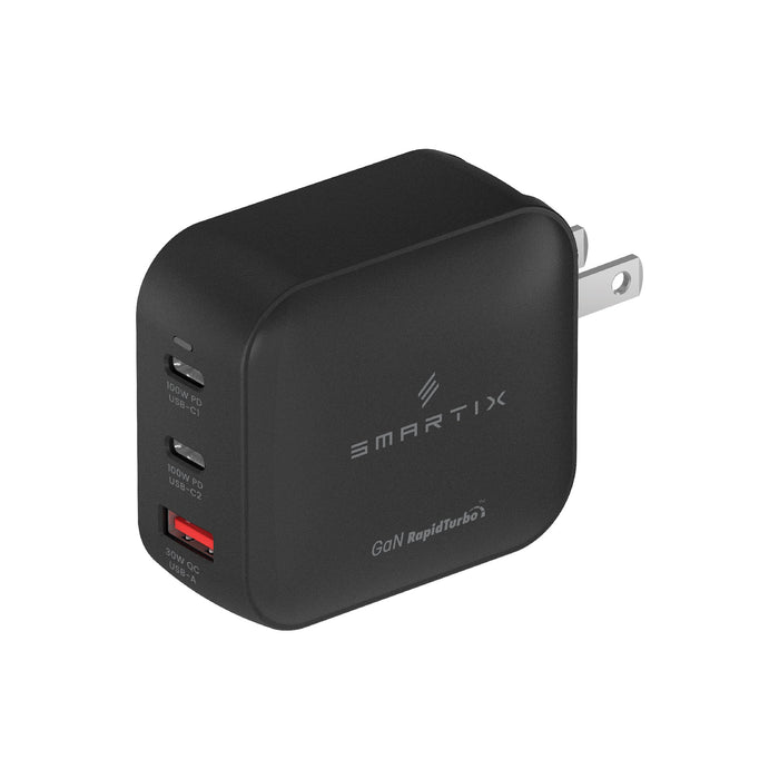 Smartix Premium GaN Wall Adaptor - 100W / USB-A / USB-C / Black