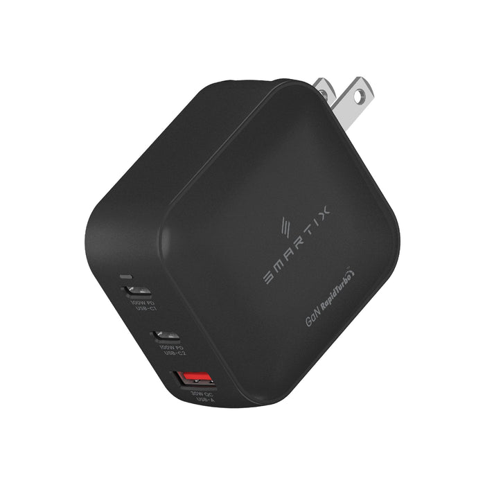 Smartix Premium GaN Wall Adaptor - 100W / USB-A / USB-C / Black